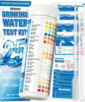 25 In 1 Drinking Water Test Kit Arrives With 155 Strips Plus 2 Bacteria Tests in packaging with test tube and analysis chart.