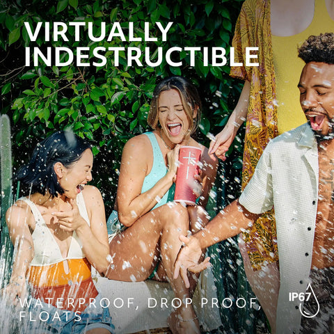 Group of people enjoying outdoors with Megaboom 4 Portable Waterproof Bluetooth Speaker With Killer Immersive 360 Degree Sound And Balanced Bass 20 Hour Battery Life Floating Design 147 Feet Range Black