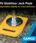 RV Stabilizing Jack Pads With Interlocking Design And Included Strap For Easy Storage UV Stabilized Polypropylene Solid Ground Support To Prevent Sinking On Gravel Roots And Soft Surfaces 4 Pack