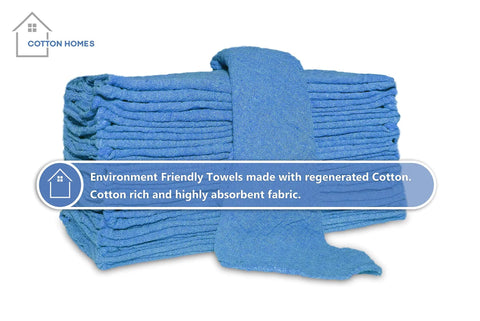 Blue 12x14 Inch Shop Towels Pack Of 50 Plus 5 Bonus Reusable Cleaning Rags for garage auto painting 100 percent cotton absorbent