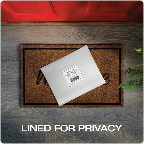 8.25 x 11 White Poly Bubble Mailers With Water Resistant Exterior, Cushioned Padding on doormat