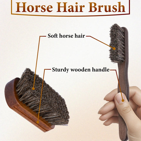 Dope Leather Brush For Car Detailing With Horsehair Bristles And Wood Handle, showing soft horsehair and sturdy wooden handle