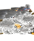 613 Piece Master Mechanics Hand Tool Set With Flex Head Ratchets And 90 Tooth Drive For Tight Spaces displayed on white background