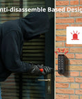 Fingerprint Smart Lock For Your Existing Deadbolt With Keypad And Hub Mini Keyless Entry Password And NFC Card Access shown deterring intruder
