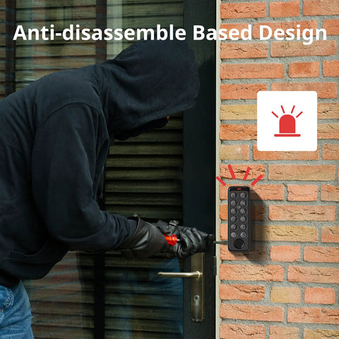 Fingerprint Smart Lock For Your Deadbolt With Hub Keyless Entry Password And NFC Card Auto Lock App Control Works With Alexa Google Siri Easy No Drill Install with anti-disassemble feature.
