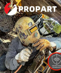 Welder using 2 By 4.25 Inch Auto Darkening Welding Lens With Shade 5 To 13 Adjustable, fits most 2 By 4 helmets, in action
