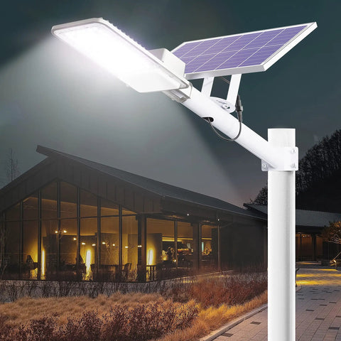 500W Solar Parking Lot Lights Outdoor Flood Lighting 18000LM Dusk to Dawn Remote Control 6000K Cool White lighting building