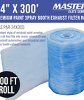 Heavy-Duty 24 Inch By 300 Foot Fiberglass Paint Arrestor Filter Roll For Spray Booth Exhaust Systems shown in blue roll