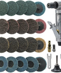 One Quarter Inch Air Die Grinder Kit With Twenty Sanding Discs Right Angle Design Ergonomic Grip Polished Body Pneumatic Grinder