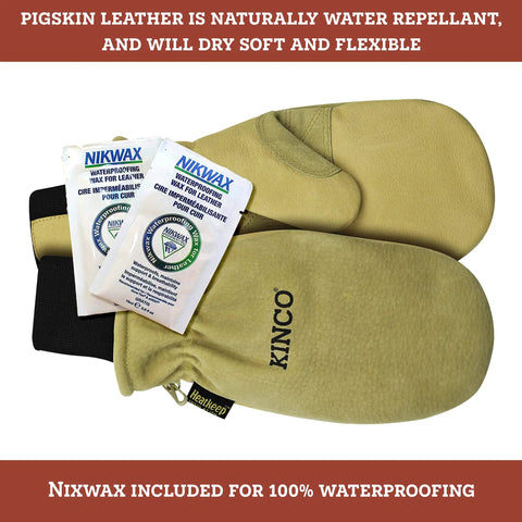 Heat Keep Thermal Lining Premium Pigskin Leather Mitts For Cold Weather Work with Nikwax waterproofing packets