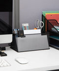 Multi Purpose Storage Caddy With Handle For Desk And Kitchen Black Metal Mesh Organizer With Easy Grab Four Compartments
