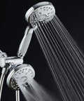 High Pressure 48 Mode Luxury 3 Way Shower Kit With Dual Rain Head And Handheld Shower Extra Long 6 Foot Stainless Steel Hose