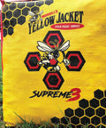 Yellow Jacket Supreme 3 Archery Target Bag with graphic design on a grassy area