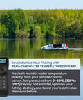 Bait Boat With Depth And Temp Sensor, GPS Range Up To 546 Yds on lake with remote control and temperature display
