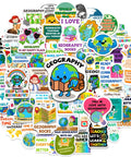 Colorful collage from Geography Sticker Set With 200 Pieces And 100 Unique Designs For Teachers, Students, And Map Lovers, Water Bottle And Notebook Decals, Classroom Reward Vibe, Easy Peel And Clean Removal