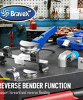 Heavy Duty Tube Bender Kit For HVAC And Auto Repair, One Quarter To Seven Eighths Inch Tube Bender With Forward And Reverse Bends, Durable 40Cr Steel Tool For Hydraulic Lines, Refrigerator And AC Maintenance, 90 Degree Elbows, Includes Tubes displayed on a workbench.