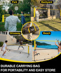 Image of All In One Portable Badminton Volleyball Pickleball Net Set For Adults used in various locations like park, beach, and backyard.
