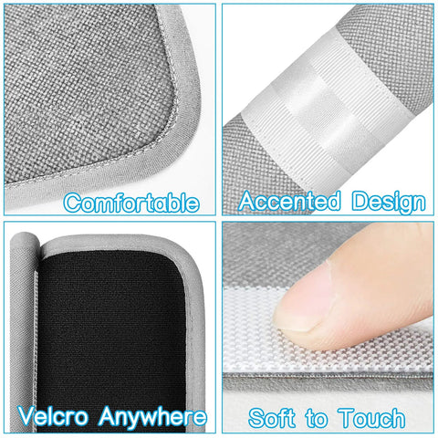 Close-up of 5 Piece Refrigerator Door Handle Covers Set For Fridge Stove Oven Microwave And Dishwasher Handles in Gray showing texture and Velcro.