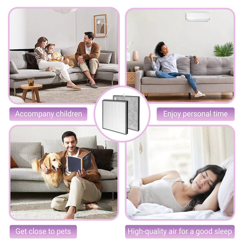 2 Pack HE400 Replacement Filter Kit For Home Air Purifier Upgrade With HE401 HE402 HE405 Carbon Plus True HEPA