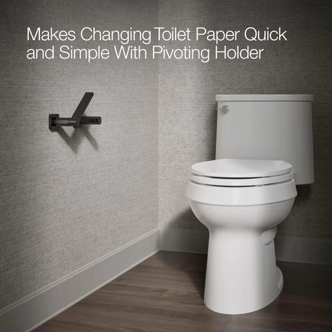 Parallel Pivoting Toilet Paper Holder For No-Fuss Quick Easy Roll Changes And Clean Hands Free Look above toilet