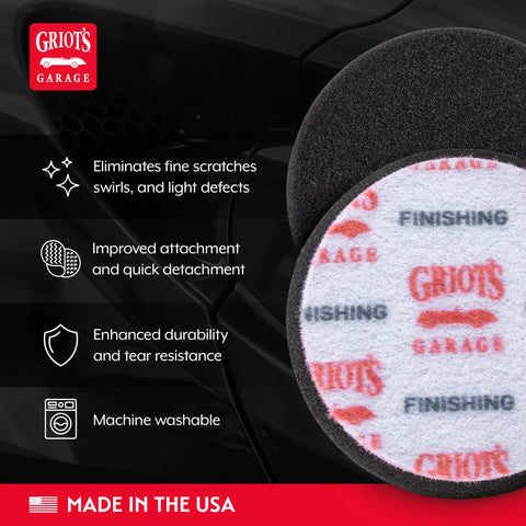 Three Inch Pro Grade Black Foam Finishing Pads For Car Polishing And Detailing, showing enhanced durability and tear resistance.