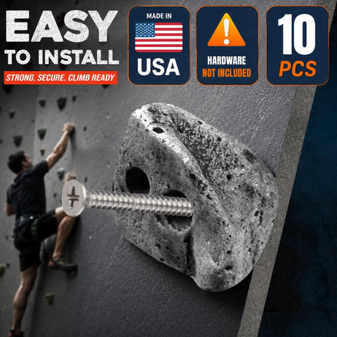 Close-up of 50 Large Screw On Rock Climbing Holds For Adults And Teens Perfect For DIY Indoor Outdoor Climbing Walls Garage Gyms