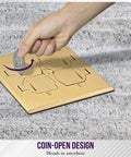 Person using a coin to open 2 Gang 20A Solid Brass Floor Box Kit With Tamper Resistant Receptacles on carpeted floor.