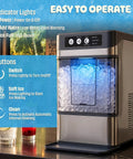 Countertop Nugget Ice Maker Delivering Dang Good Soft Chewable Ice That Chills Your Drinks Fast, no sweat setup with clear control panel.