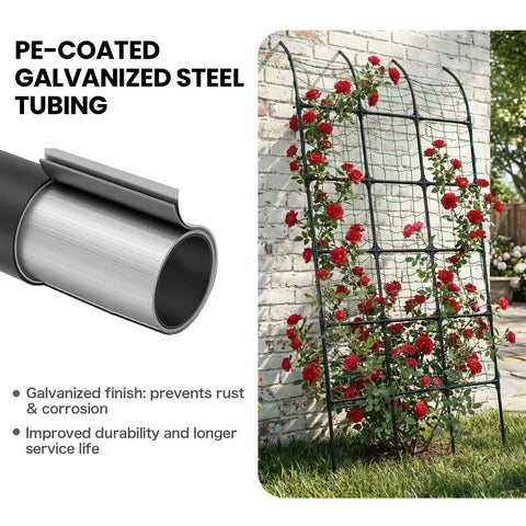 8.8 Foot Leanto Garden Trellis No Drill Design That Leans Against Walls For Climbing Plants PE Coated Galvanized Steel
