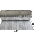 Top Shelf Reflective Insulation Bubble Wrap Roll Thermal Barrier Foil For Home Improvement Temperature Control Energy Savings Heat Shield 48 By 125 Feet Made In Usa Solid Packaging Supply No Sweat Diy Heat Hack, showing silver foil roll with dimensions.