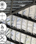 Top Shelf Radiant Barrier Foil Roll With Heavy Duty Reflective Insulation that reflects heat under roof trusses.