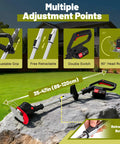 Cordless Weed Wacker 21V Battery Powered Lightweight 3in1 Trimmer Edger Brush Cutter with Wheels showing adjustment points