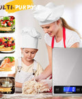 Mother and child baking with Digital Kitchen Scale 22Lb Capacity For Food Weighing Grams And Ounces 1g And 0.1oz Precise Graduation