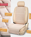 Faux Linen Front Car Seat Cover Non Slip Bucket Seat Protector For Most Cars SUVs Vans Trucks Machine Washable Light Beige