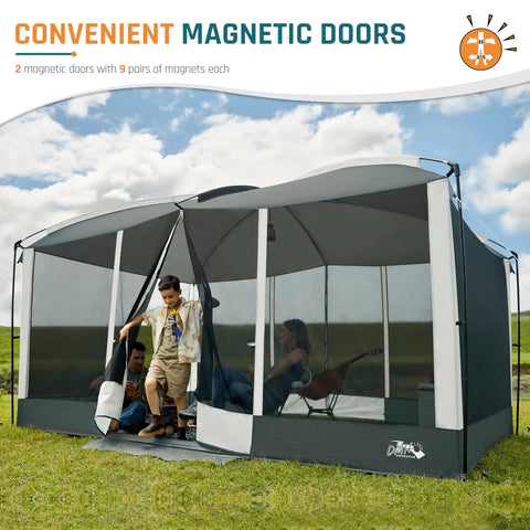 Big 13x9 Screen House Tent With Mesh Gazebo And 2 Magnetic Doors Projection Screen Included Perfect Outdoor Patio Backyard