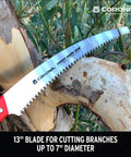 RazorTOOTH Pruning Saw For One-Hand Use 13-Inch Curved Blade Tree Saw With High-Carbon SK5 Steel Chrome-Plated Edges Cuts Branches Up To 7 Inches Ergonomic Pistol Grip Handle RS 7120