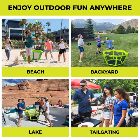 Pickleball Roundnet Yard Game For Outdoor Fun Beach Backyard Lawn Play With Easy Assembly Includes Paddles Balls