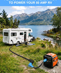 Heavy Duty 4 Prong Generator To Rv Adapter Cord 30 Amp To 50 Amp Nema L1430P To 1450R connecting RV to generator outdoors.