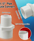 10Pcs White PVC Pipe Fittings 1/2 NPT Male Thread Adapters Socket X NPT Male For Sch40 PVC Pipe Couplers with dimensions