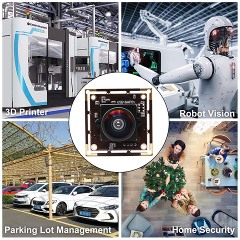 Ultra HD 16MP Wide Angle USB Camera For Computer And 3D Printer, IMX298 Sensor with 120 Degree Field Of View applications collage