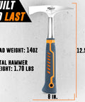 14oz Forged Steel Welding Chipping Hammer For Pros With Dual Ended Pointed And Flat Ends Heavy Duty Slag Removal Tool