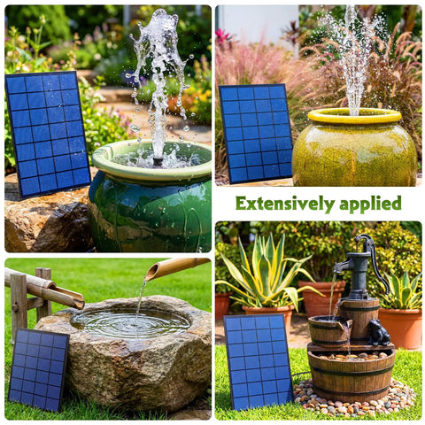 Separate Solar Panel Solar Fountain Pump Kit With 2.5W Panel 6 Nozzles 10Ft Cable Outdoor DIY Solar Powered Water Fountain