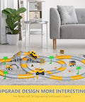Ultimate 216 Piece Construction Race Track Playset For Kids Ages 3 4 5 6 7 8 with 5 cars, flexible tracks, and signs.