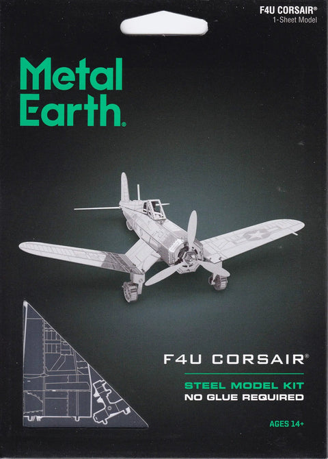 F4U Corsair 3D Metal Model Kit Unassembled No Glue No Solder Needed Easy Clip From Metal Sheets packaging front view.