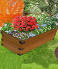 Raised garden bed reinforced with Heavy Duty L Shaped Corner Brackets For Raised Garden Beds Black Stainless Steel Angle Braces.