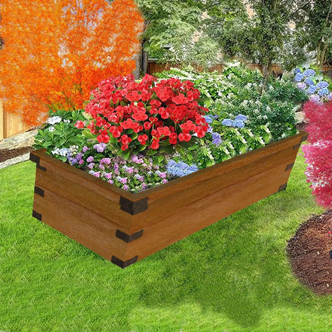 Raised garden bed with Built Tough L Bracket For Raised Garden Beds And Wood Projects, Stainless Steel Black Corner Braces.