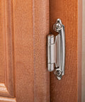 Brushed Nickel Cabinet Hinges Self Closing Half Inch Overlay Flush Mount for Kitchen Cabinets Doors on wooden cabinet