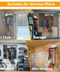 Wall Mounted Ski Rack With Dope Overhead Storage Shelf, Heavy Duty Steel Gear Organizer for garage or shed in various settings