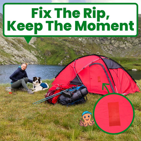 Waterproof Self Adhesive Patch Repair Tape Kit For Awnings Outdoor Canopies Tents RVs Canvas And Boat Covers used on red tent