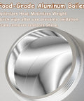 Close-up of the food-grade aluminum boiler from Electric Espresso Maker For Home Use No Stove Top Fuss Italian Moka Pot